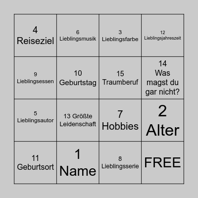 Kennenlernbingo Card