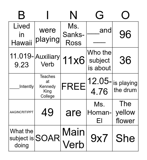 Math and ELA Bingo!  Bingo Card
