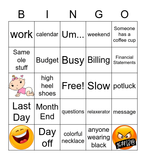 Office Meeting Bingo Card