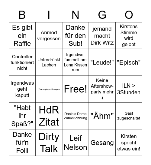 ILN BINGO - TILT Bingo Card