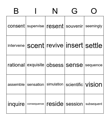 day 28 Bingo Card