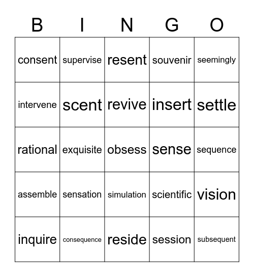 day 28 Bingo Card