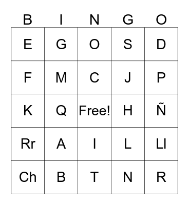 Alphabet Bingo  Bingo Card