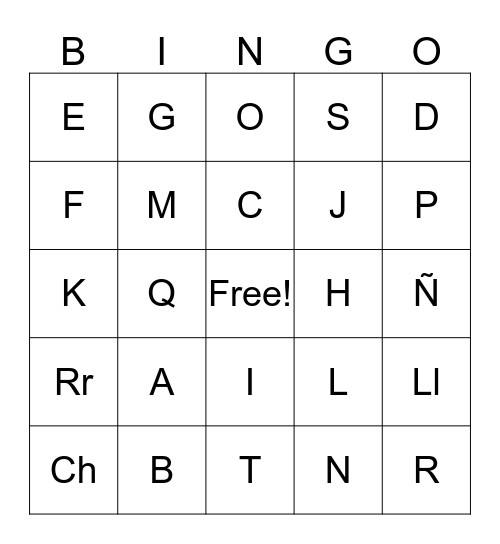 Alphabet Bingo  Bingo Card