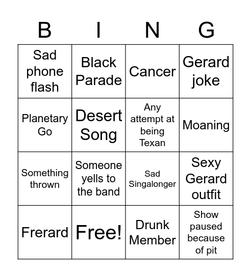 Mcr Dallas Bingo Card