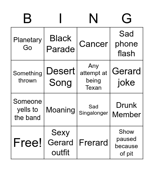 Mcr Dallas Bingo Card