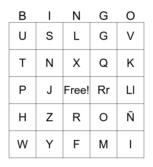Alphabet bingo  Bingo Card