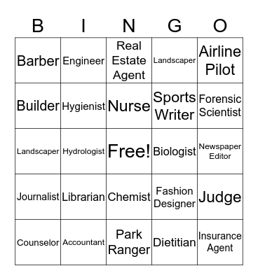 CAREER CLUSTERS Bingo Card