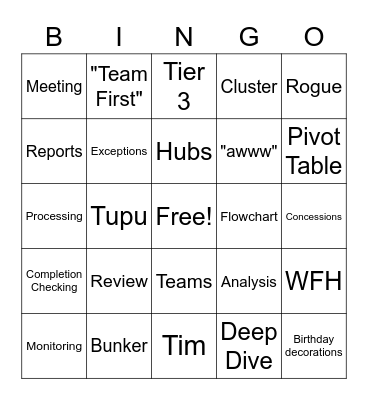 PA Bingo Card
