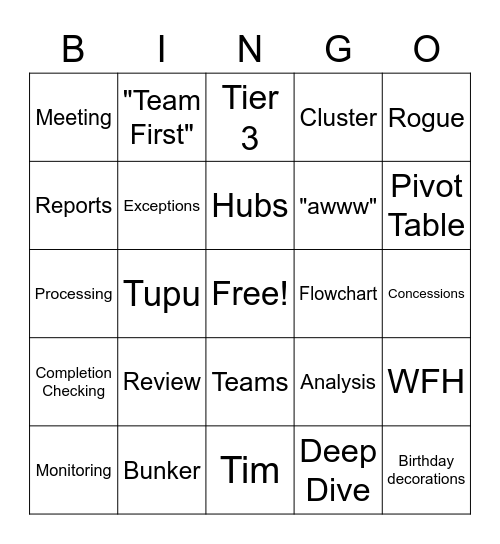 PA Bingo Card