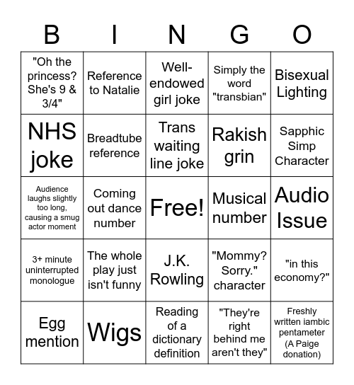 The Prince Bingo Card