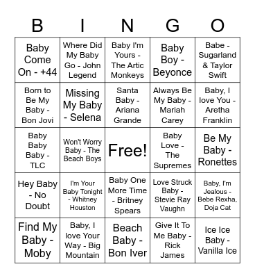 Baby Song Bingo! Bingo Card