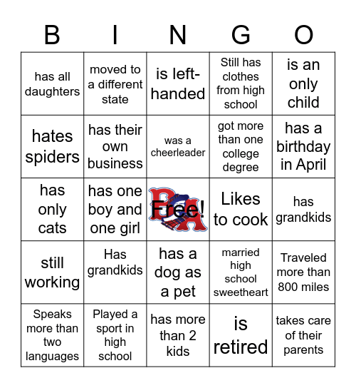 Bel Air Class of 1982 Bingo Card