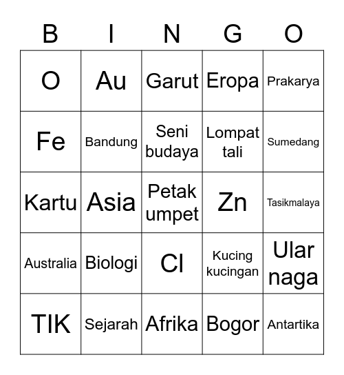 Karina Bingo Card