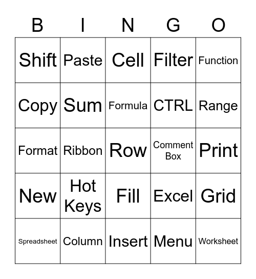 EXCEL Bingo Card