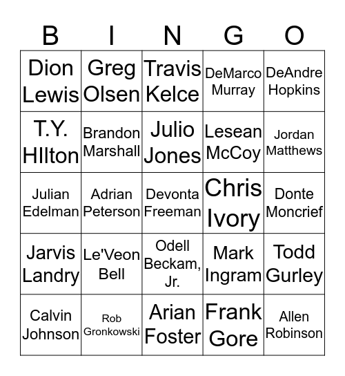 Week 7 Bingo Card