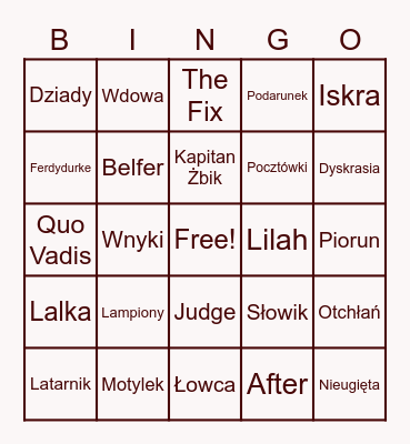 Książkowe Bingo Card
