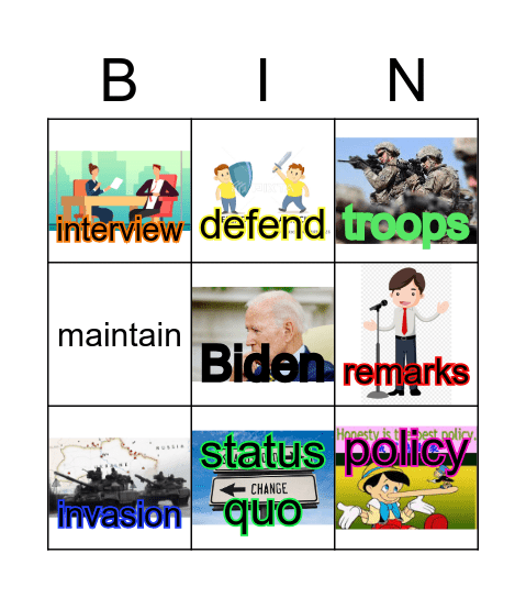 Chinese Invasion Bingo Card