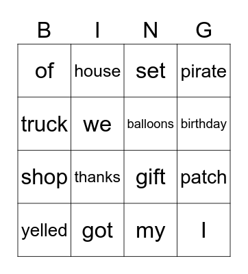 Mark's Party CARD 2 Bingo Card