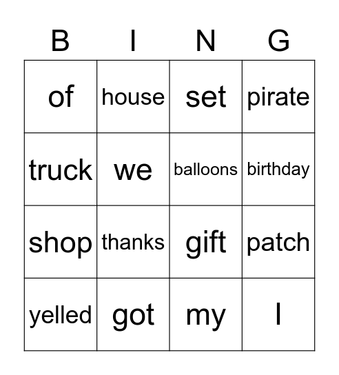 Mark's Party CARD 2 Bingo Card