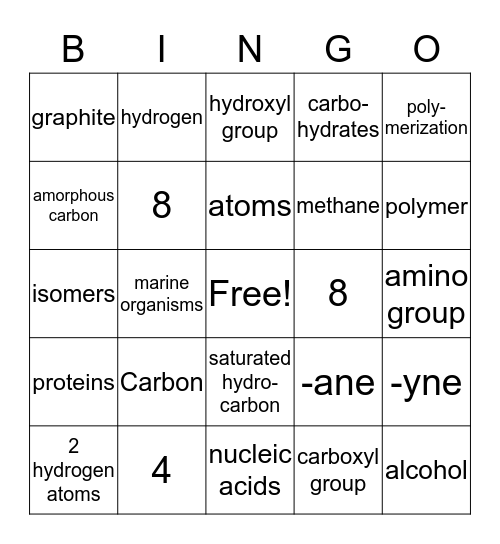 6th Grade Science - Chpt. 3 Review #1 Bingo Card