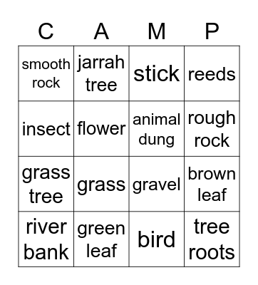 Nature Bingo Card