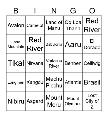 Ancient\Mythical cities Bingo Card