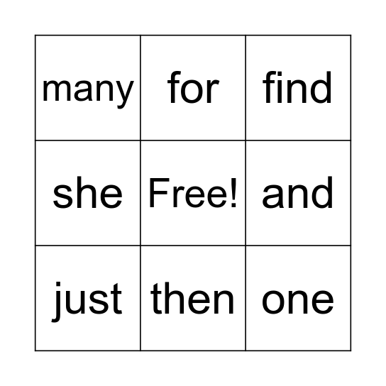 WORD-O Bingo Card