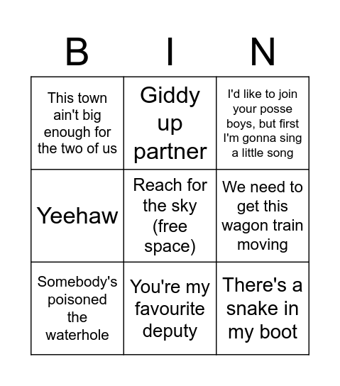 Woody's Voice Lines - Toy Story Bingo Card