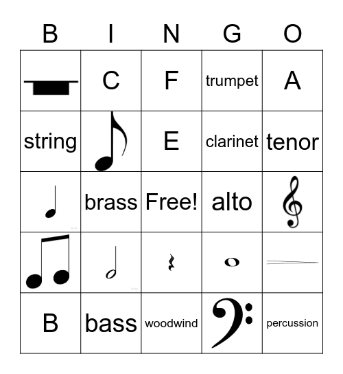 Music Bingo Card