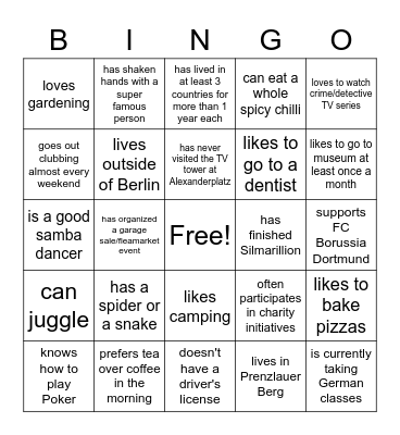 Mingle Bingo: Find someone who... Bingo Card