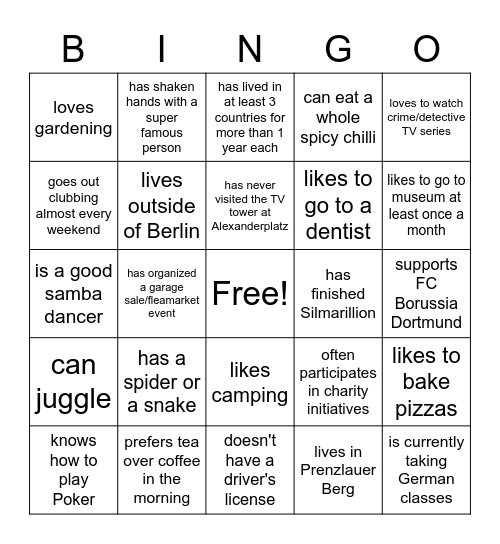 Mingle Bingo: Find someone who... Bingo Card