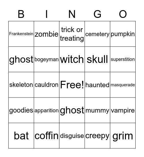 Halloween Bingo Card