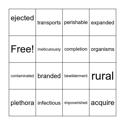 Back to School Vocab Bingo Card