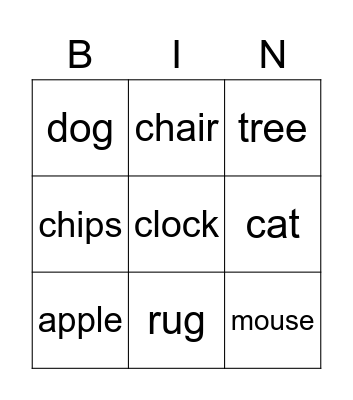 I Spy Bingo Card