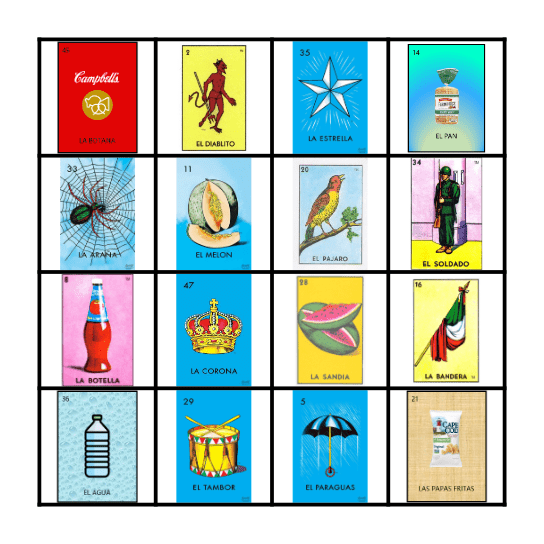 CAMPBELL SNACKS LOTERIA Bingo Card