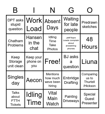 September 2022 Team Meeting Bingo Card