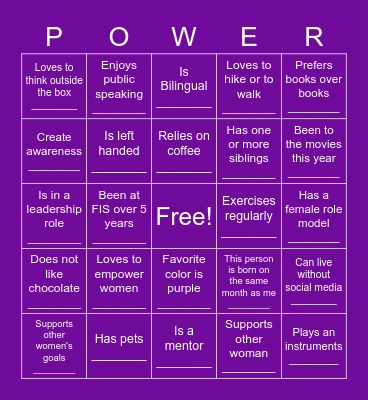 FIS EMPOWER Bingo Card