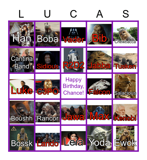 STAR WARS Bingo Card