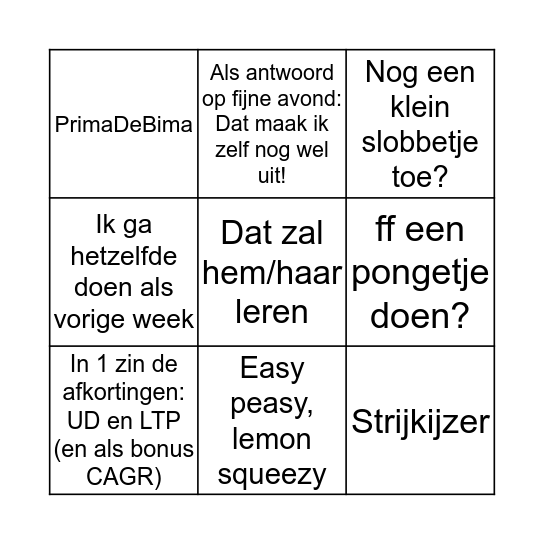 Tjerks Woensdagmiddag Bingo Card