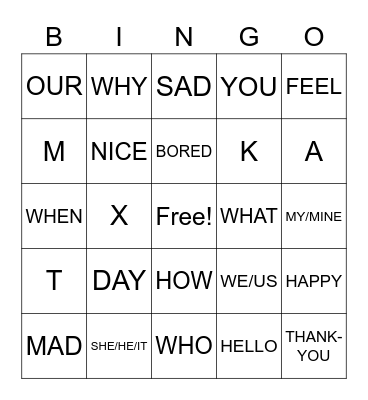 ASL 1 - Unit 1 Bingo Card