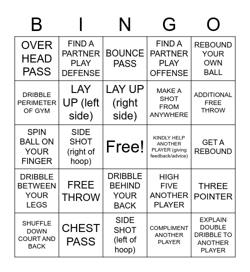 BASKETBALL BINGO Card