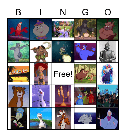 Disney Sidekicks Bingo Card