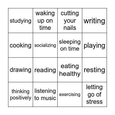 SELF-CARE BINGO Card