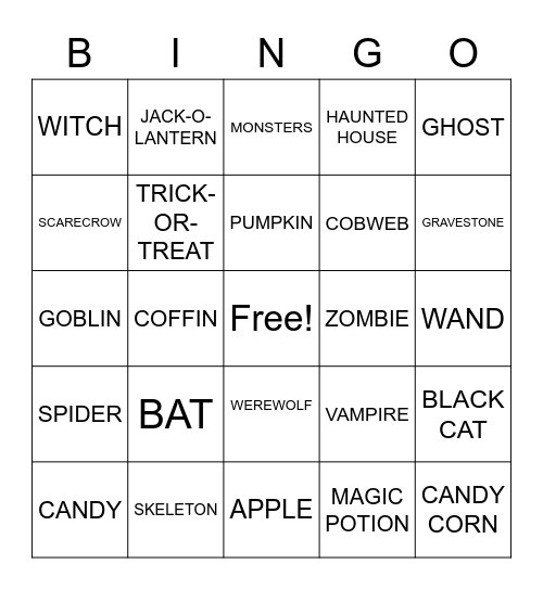 Halloween Bingo Card