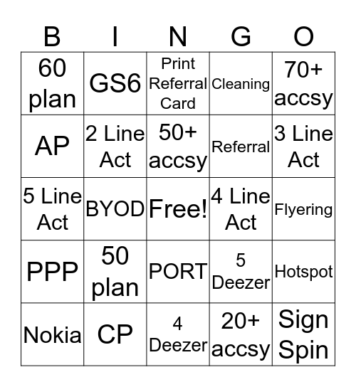 Cricket Bingo Card