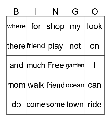Word Wall Bingo--PCI words 1-70 Bingo Card