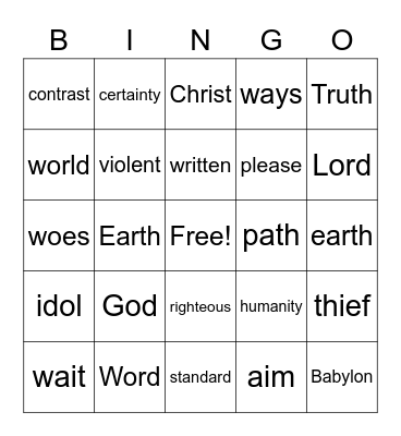 Habakkuk 2:2-20 Bingo Card