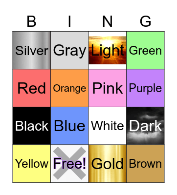 Favorite Colors Bingo Card