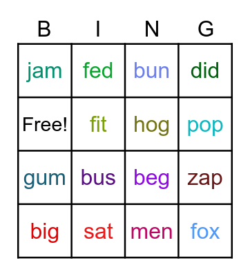 CVC #2 Bingo Card